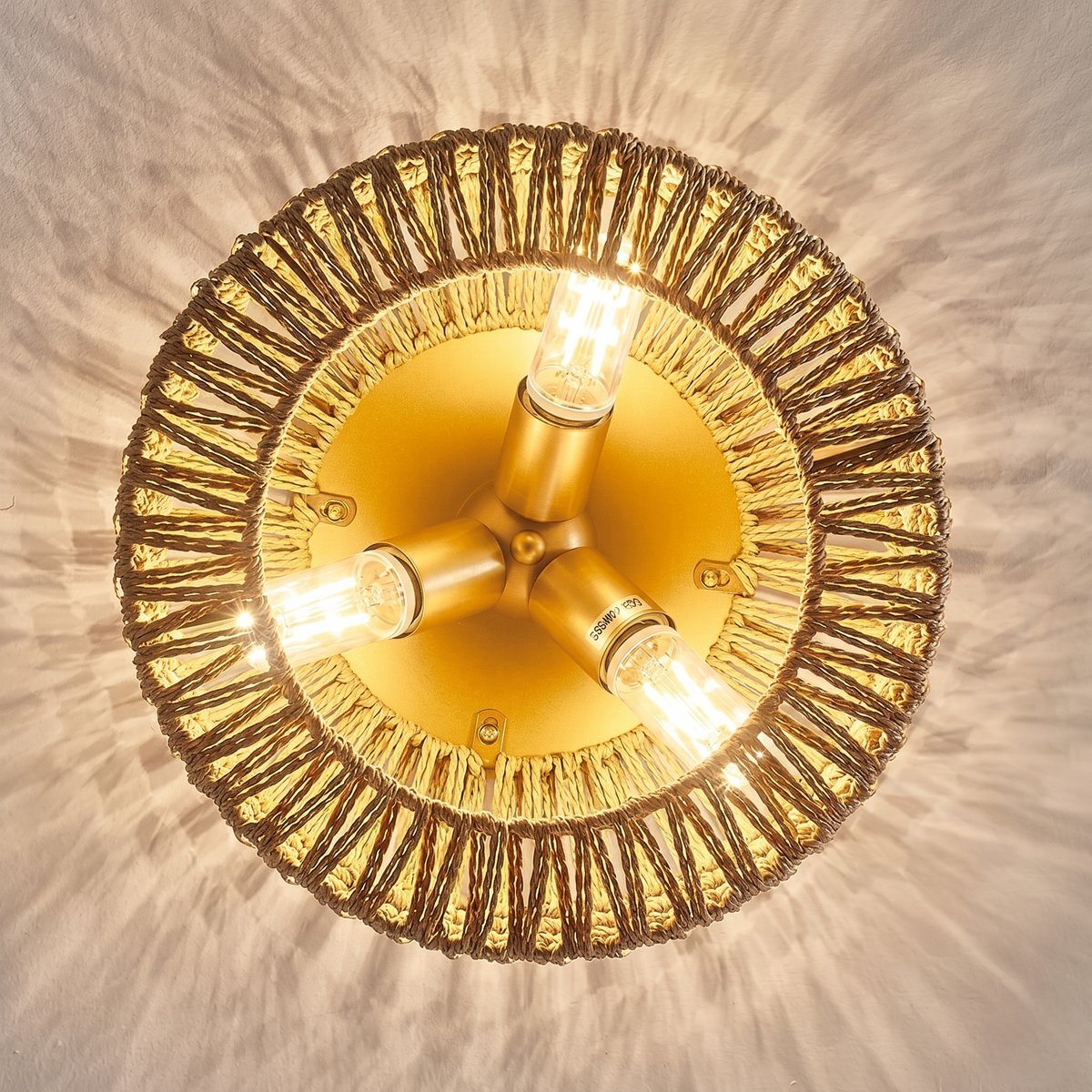 Bronze and Rattan Ceiling Light - image 4
