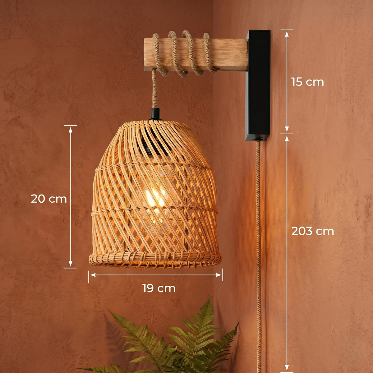 Rattan Globe Wall Light - image 3