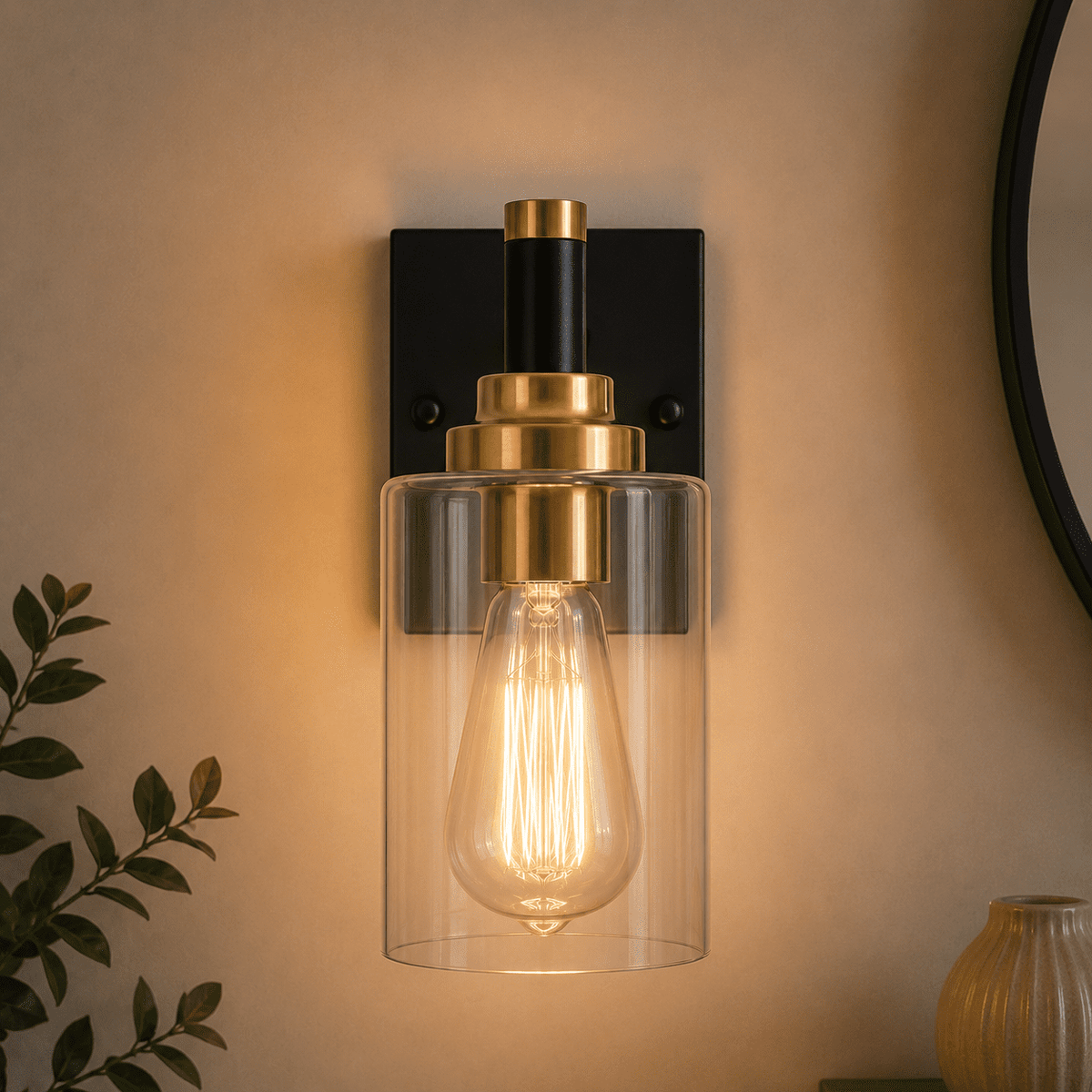 Matt Black and Brass Wall Light - image 8