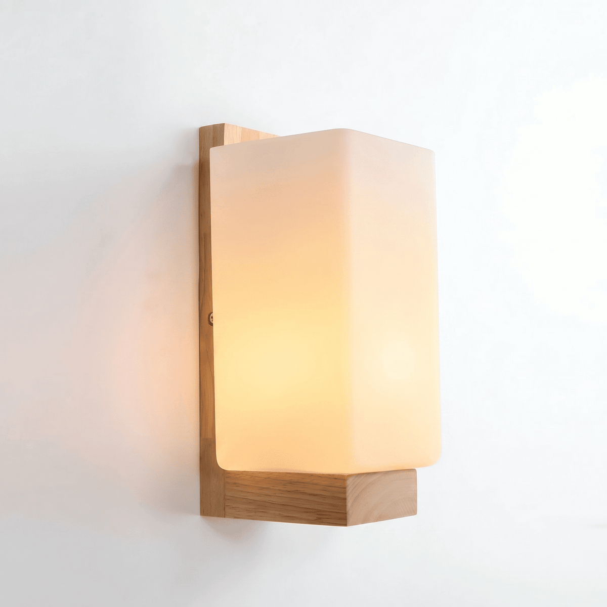 Wood and White Glass Wall Light - image 5