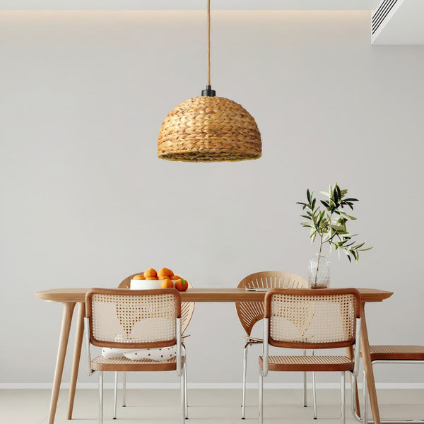 Woven Rattan Dome Pendant Light