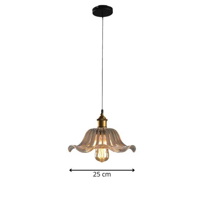 Suspension vintage année 30 verre laiton view 2
