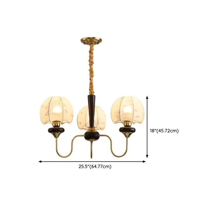 3 Light Brass Chandelier view 6
