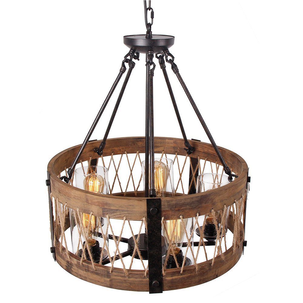 Suspension industrielle corde bois scandinave view 5