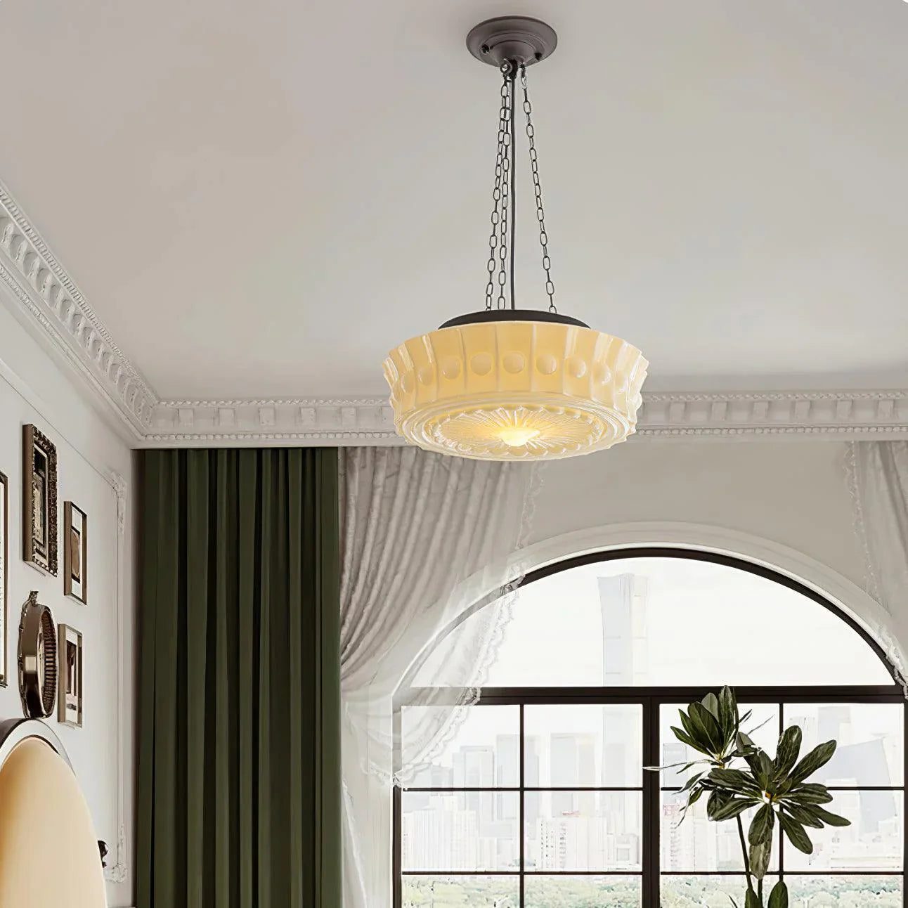 Art Deco Opaline Pendant Light view 3