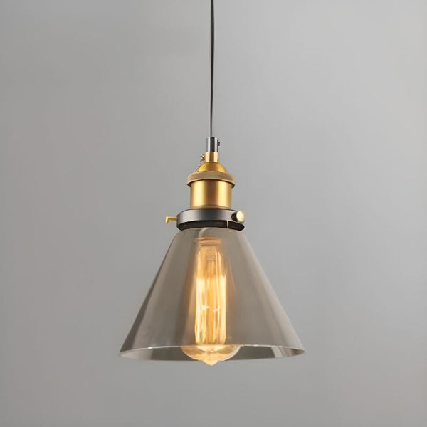 1950s Smoked Glass Cone Pendant