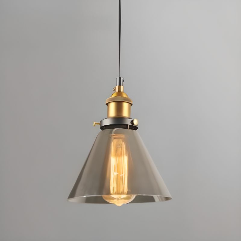 1950s Smoked Glass Cone Pendant