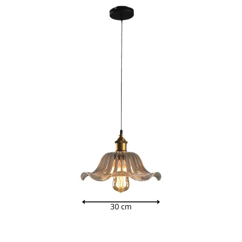 Suspension vintage année 30 verre laiton view 8