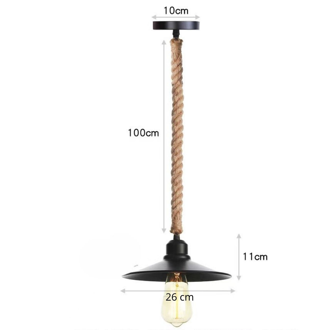 Lampe corde suspension industrielle view 3