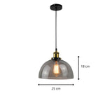 Luminaire suspension verre fumé cloche view 6