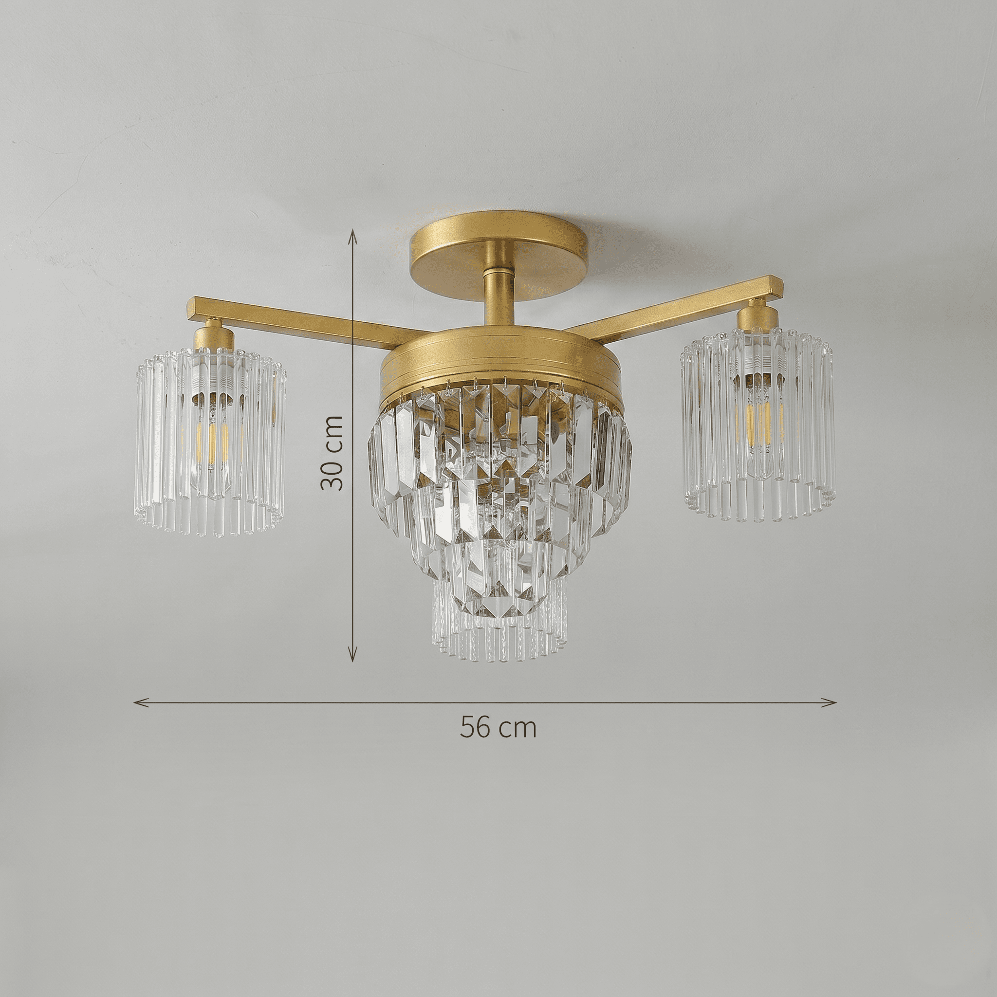 Crystal Glass 3 Arm Ceiling Light view 2