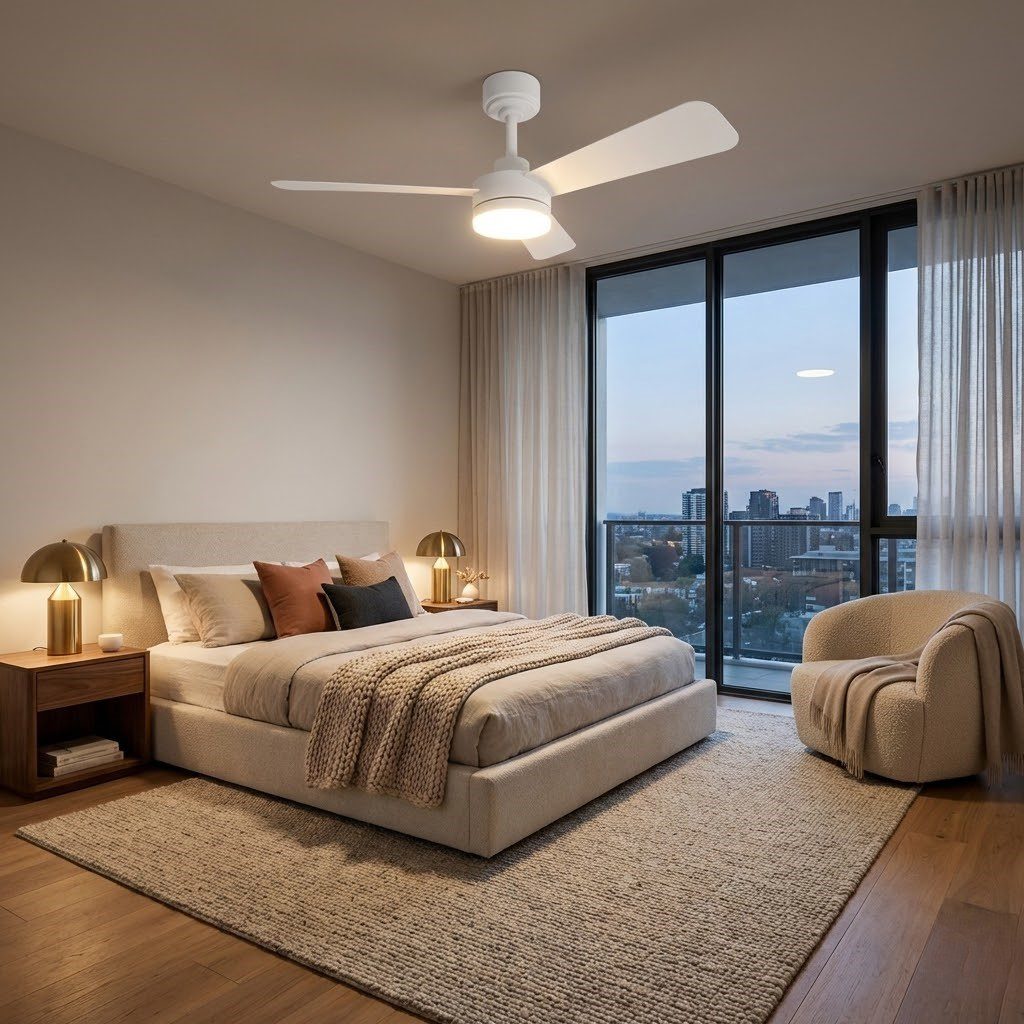 3 Blade White Ceiling Fan with Light view 3