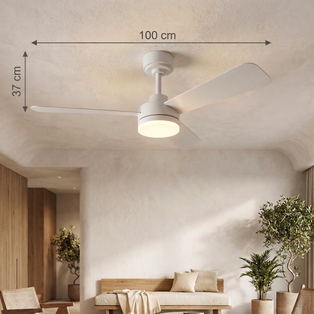 3 Blade White Ceiling Fan with Light view 5