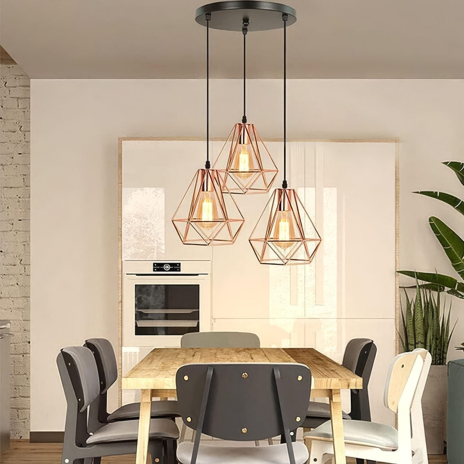 3 Copper Pendant Lights view 1