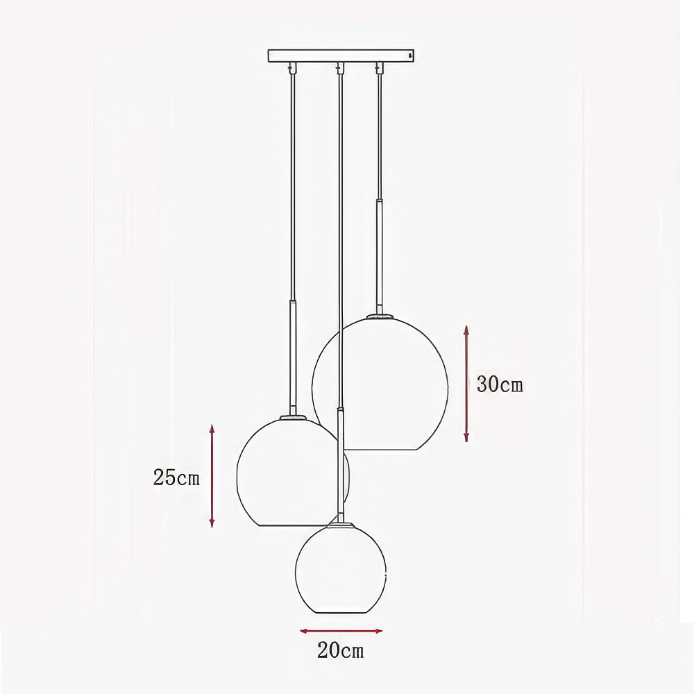 3 Globe Smoked Glass Pendant view 8