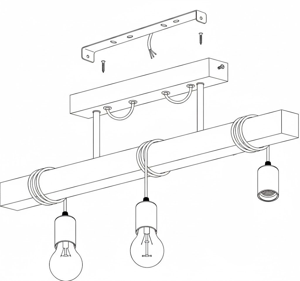 3 Light Bar Ceiling Light view 7