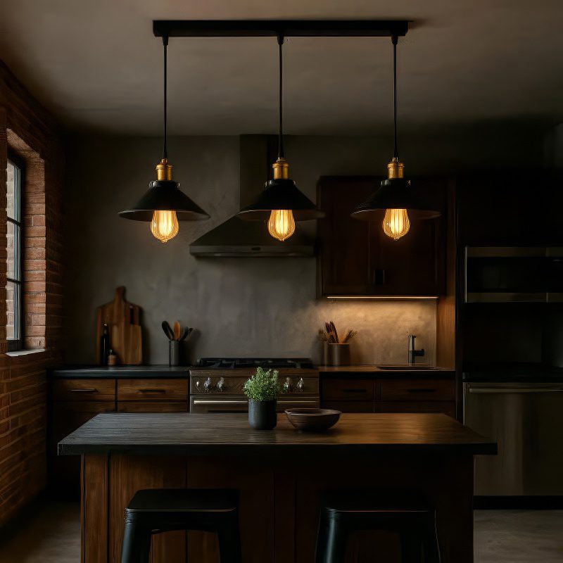 3 Light Bar Pendant Black