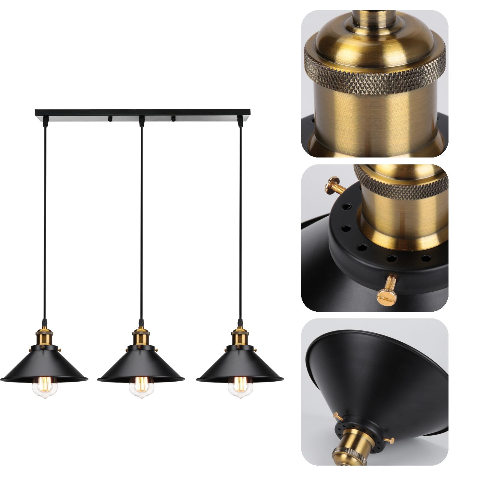 3 Light Bar Pendant Black view 5