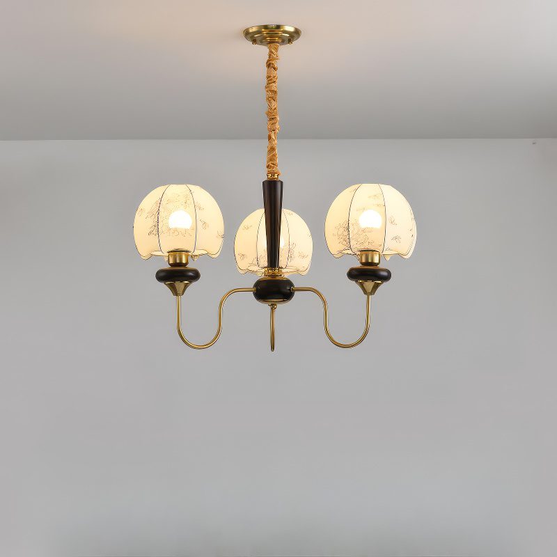 3 Light Brass Chandelier view 2