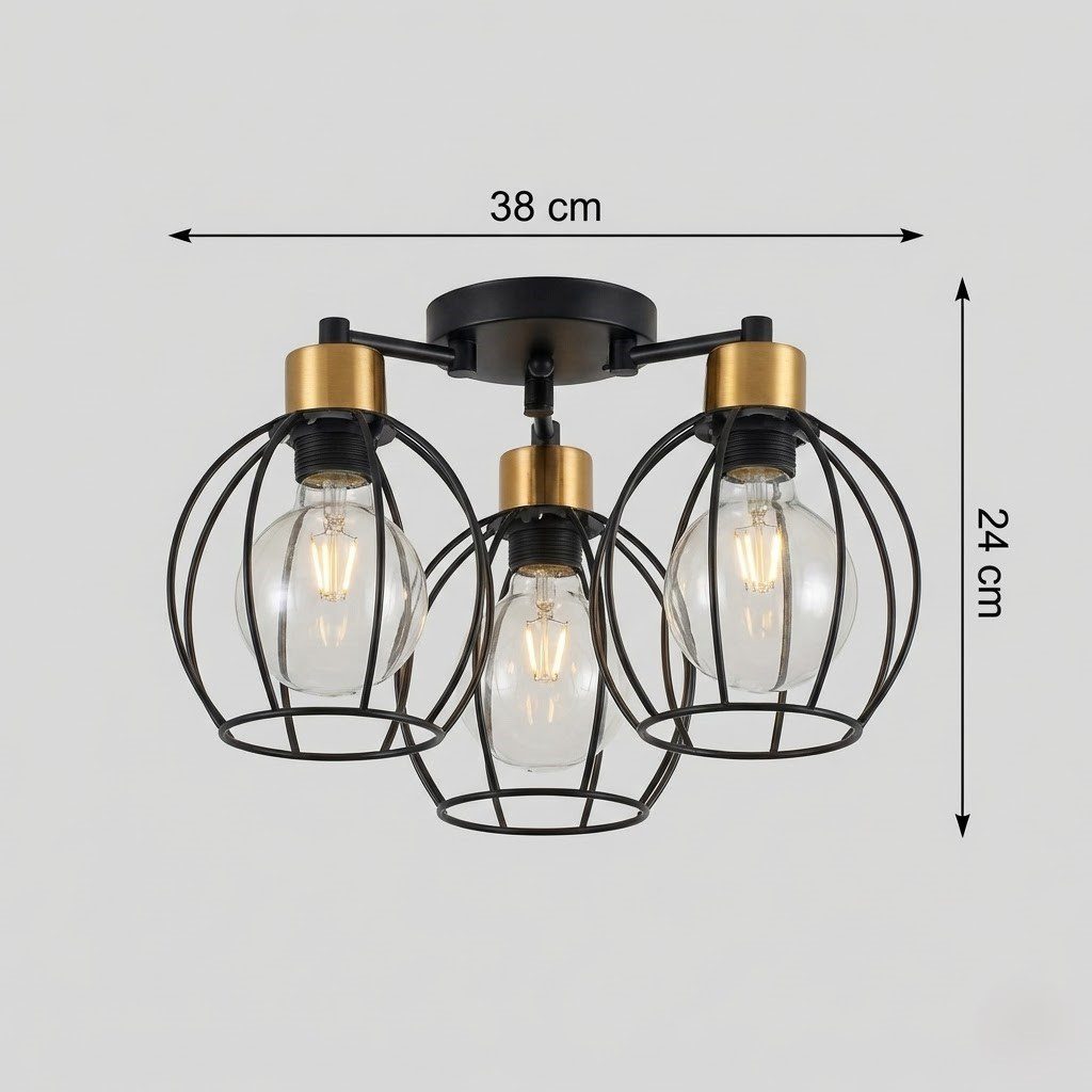 3 Light Cage Ceiling Light view 4
