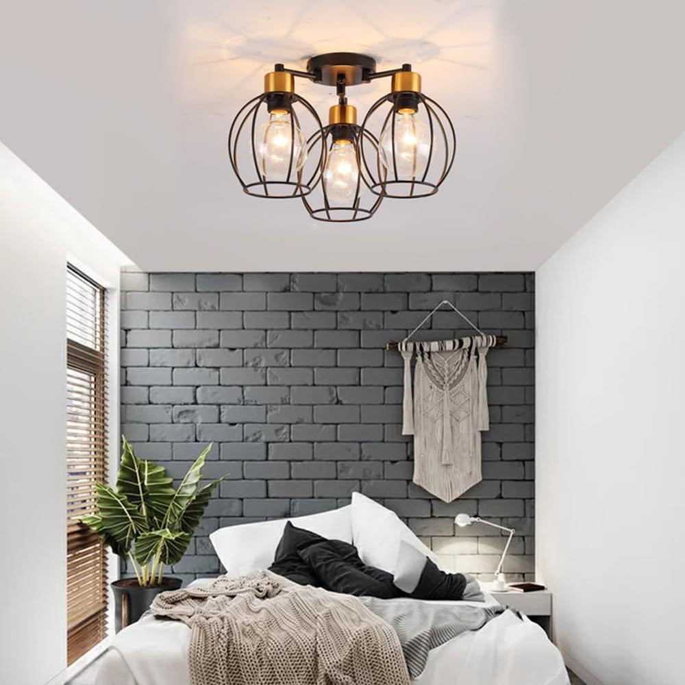 3 Light Cage Ceiling Light view 8