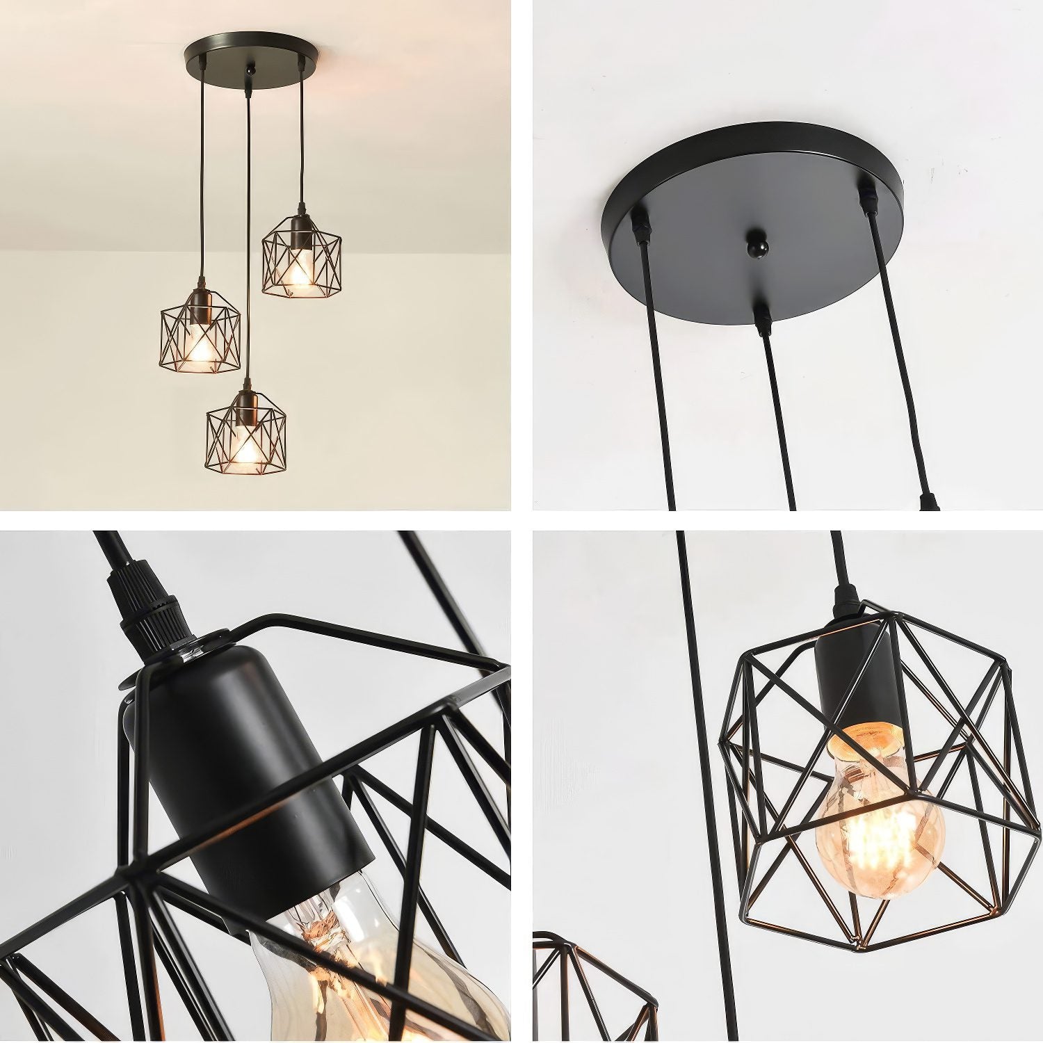 3 Light Cluster Pendant view 4