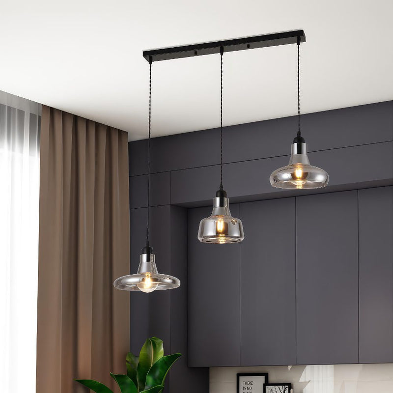 3 Light Cluster Pendant Black