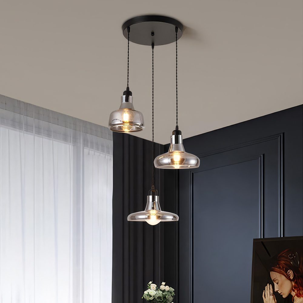 3 Light Cluster Pendant Black view 4