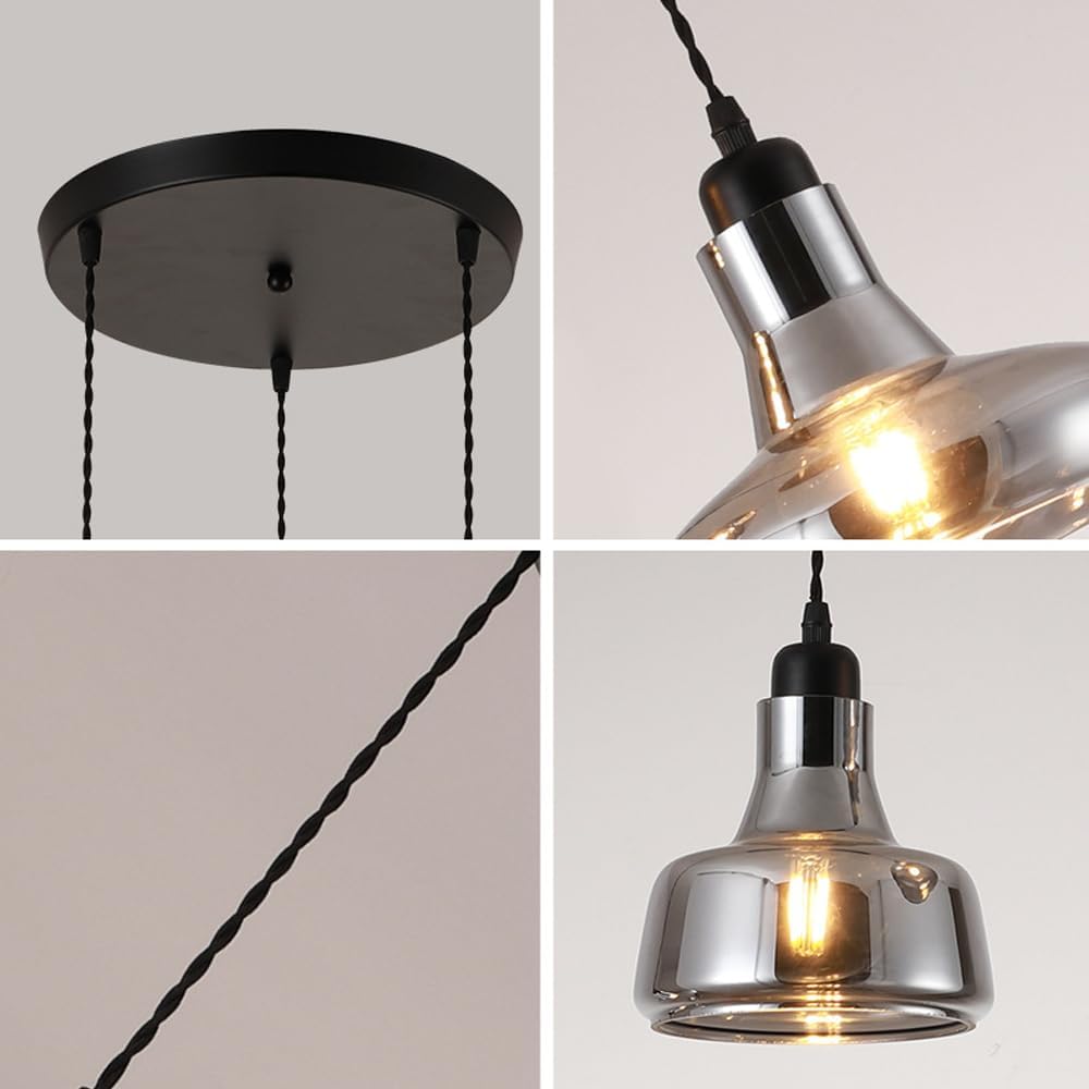 3 Light Cluster Pendant Black view 6