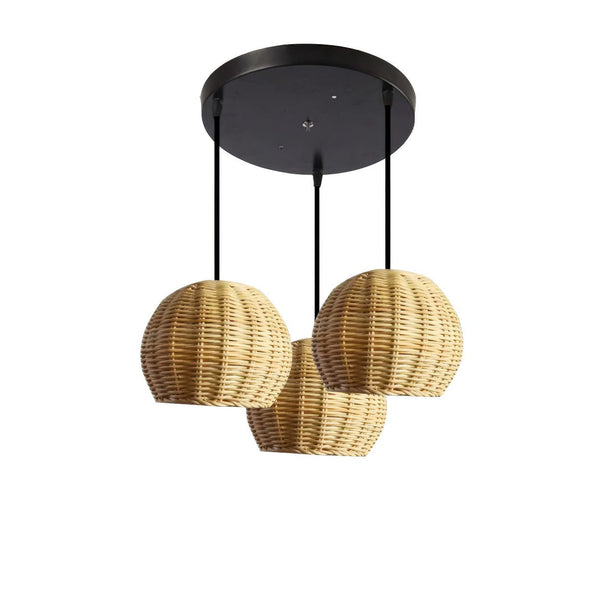 3 Light Cluster Rattan Pendant