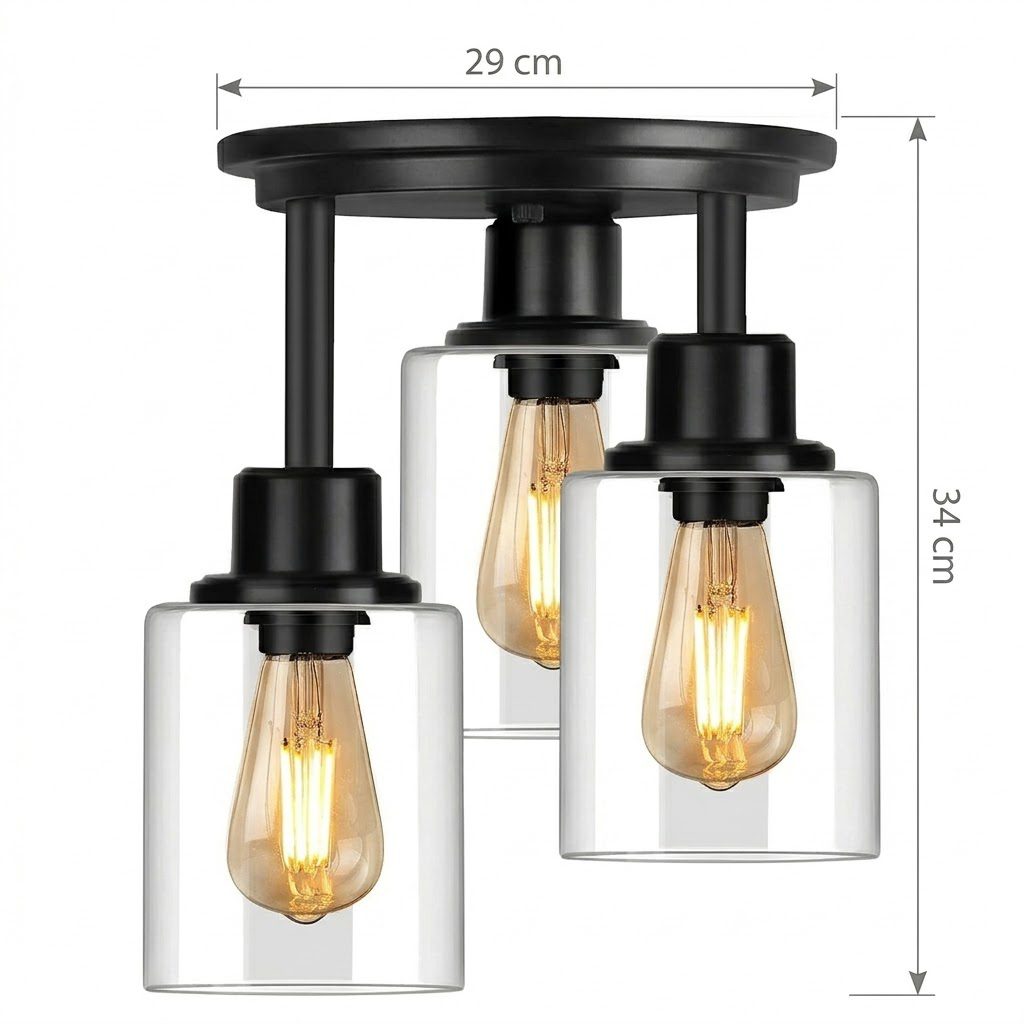 3 Light Glass Ceiling Light view 2