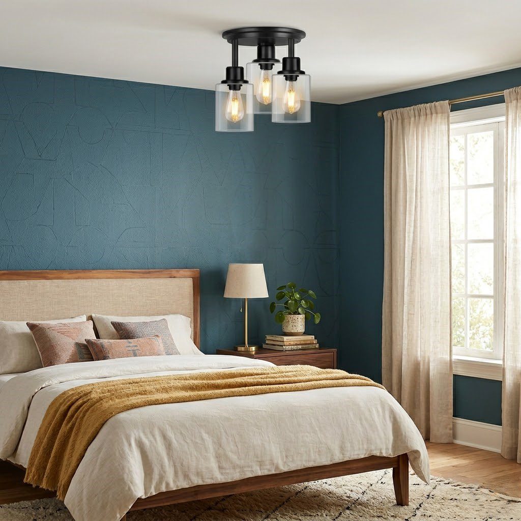 3 Light Glass Ceiling Light view 6