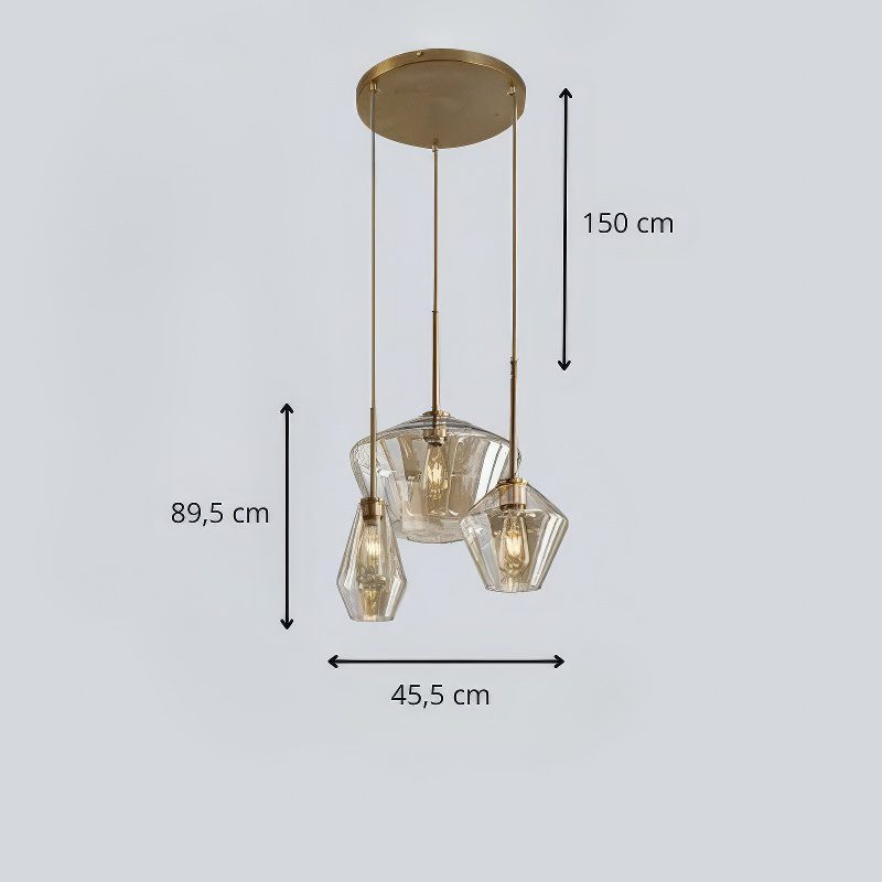3 Light Gold Chandelier view 10