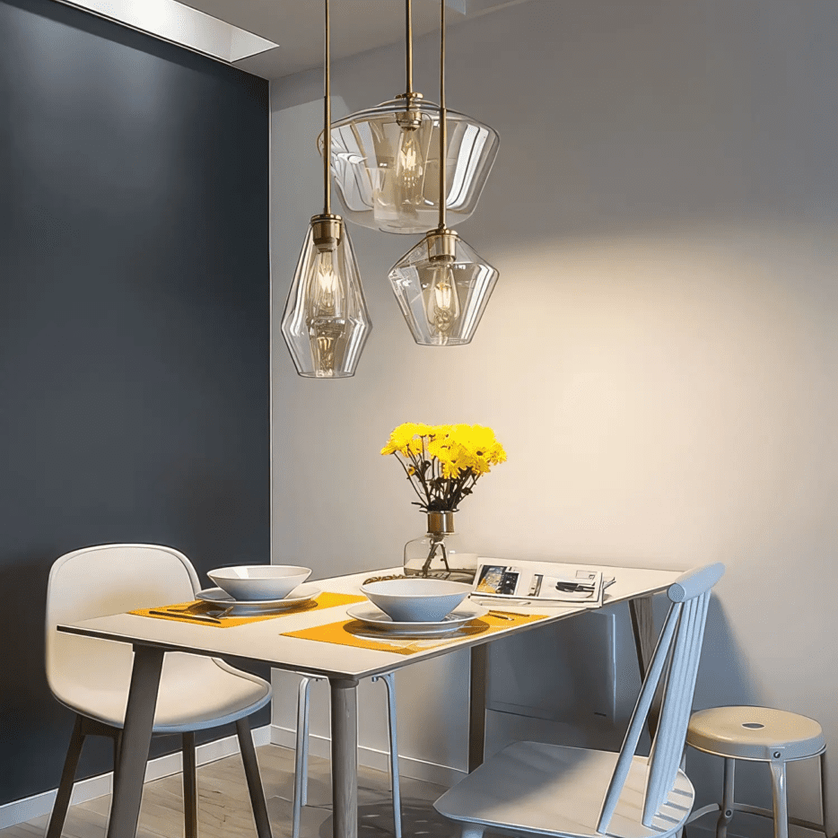 3 Light Gold Chandelier view 2