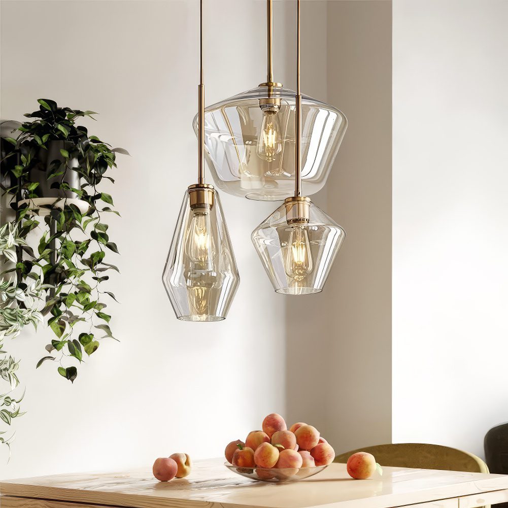 3 Light Gold Chandelier view 3