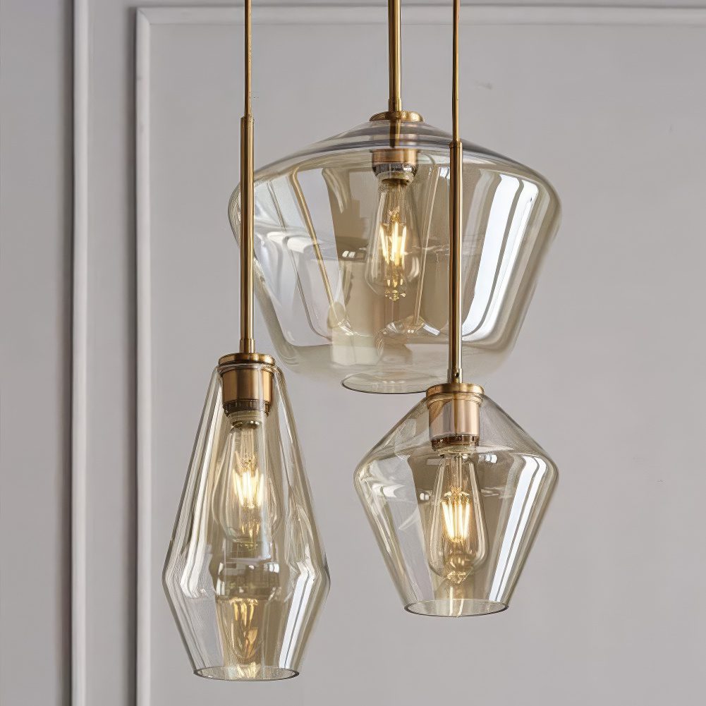 3 Light Gold Chandelier view 4