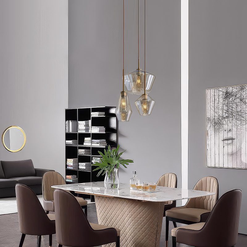 3 Light Gold Chandelier view 6