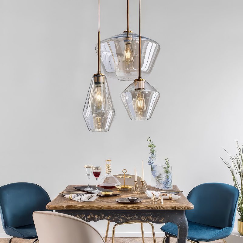 3 Light Gold Chandelier view 7