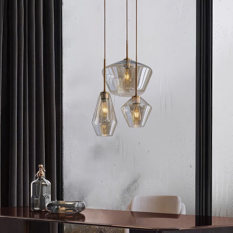 3 Light Gold Chandelier view 8