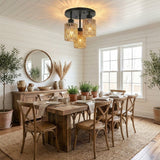 3 Light Rattan Ceiling Light view 3