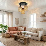 3 Light Rattan Ceiling Light view 7