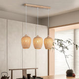3 Light Rattan Chandelier view 1