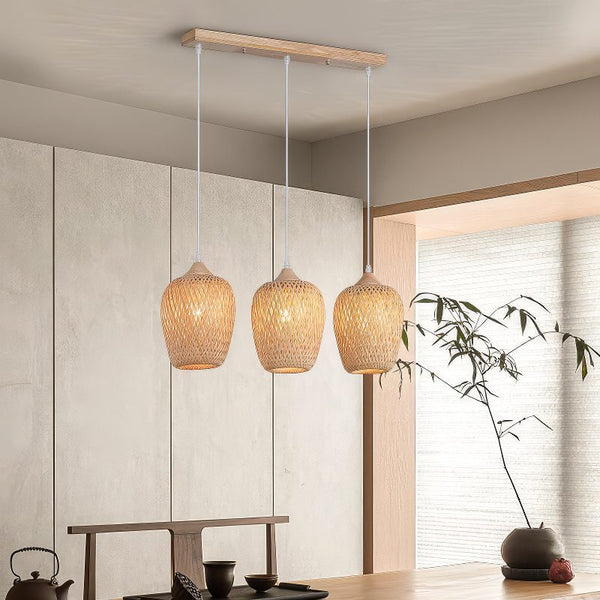 3 Light Rattan Chandelier