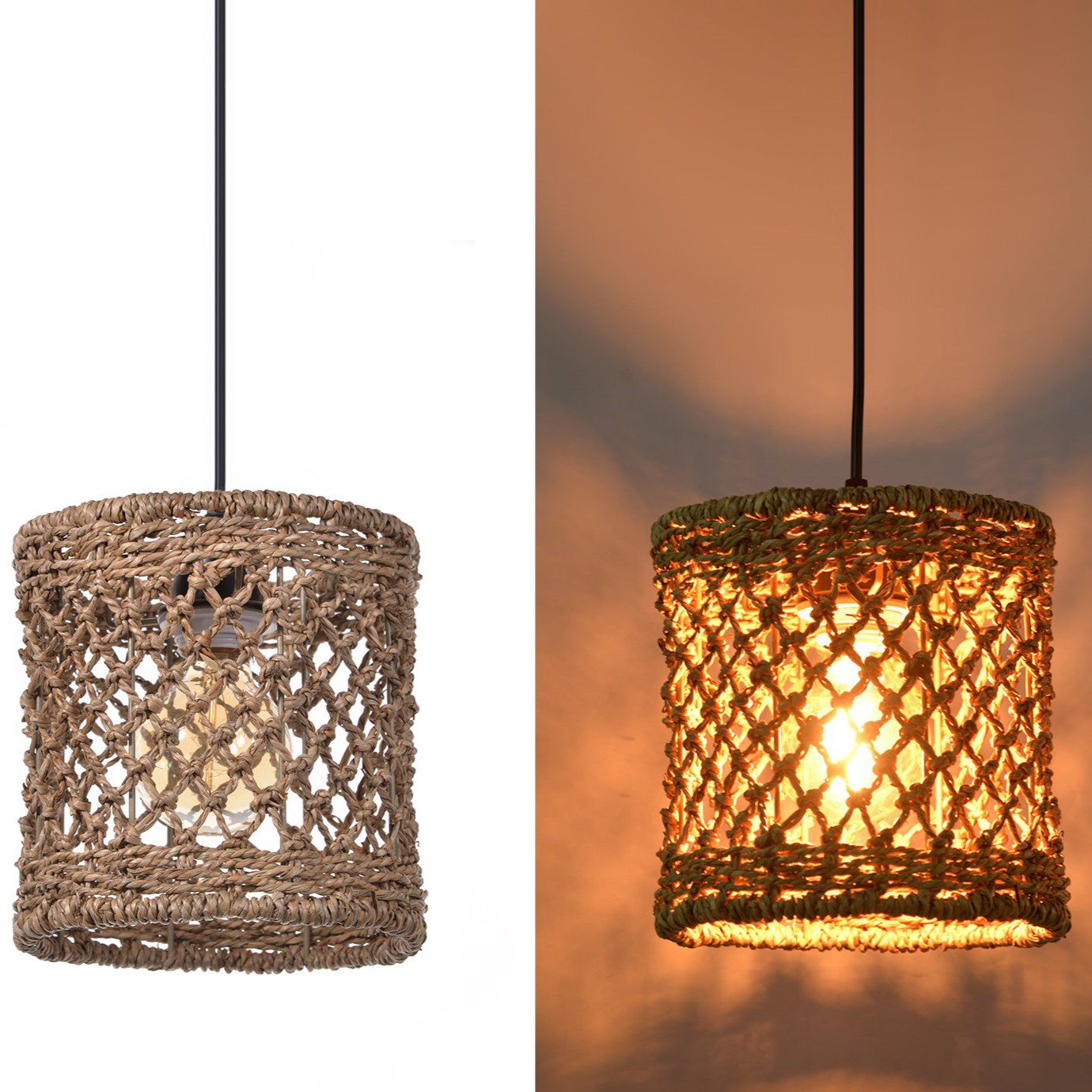3 Light Rattan Pendant view 4