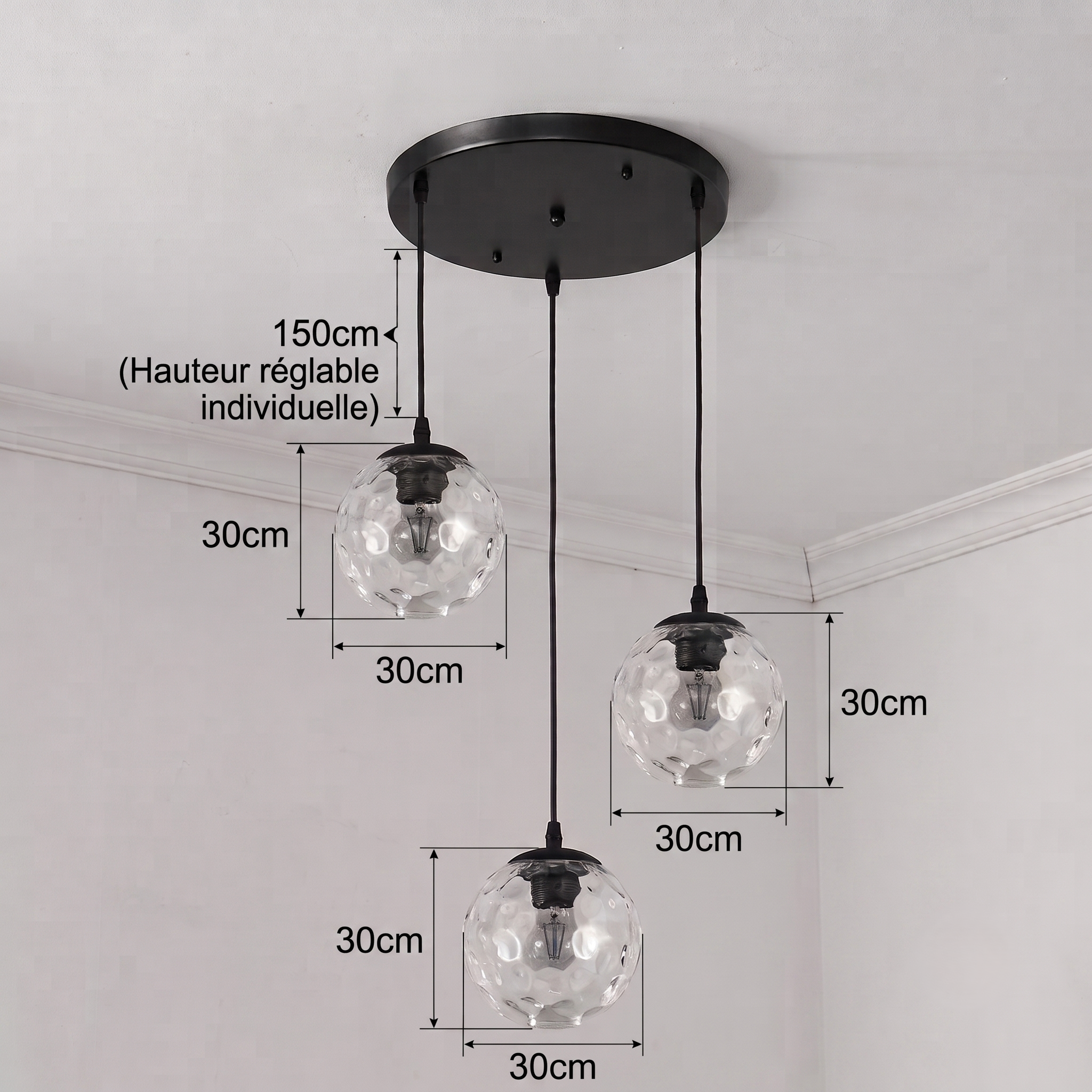 3 Light Round Pendant view 4
