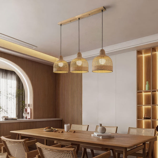 3 Light Wicker Pendant Light