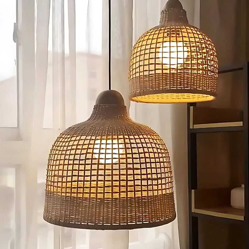 3 Light Wicker Pendant Light view 4