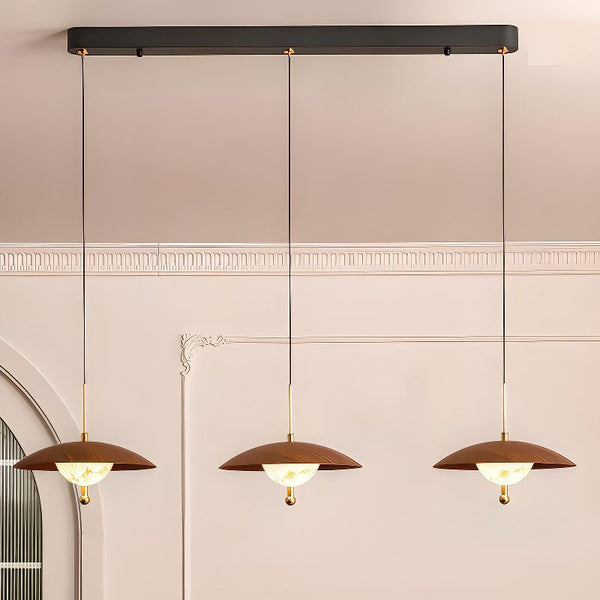 3 Light Wood Pendant