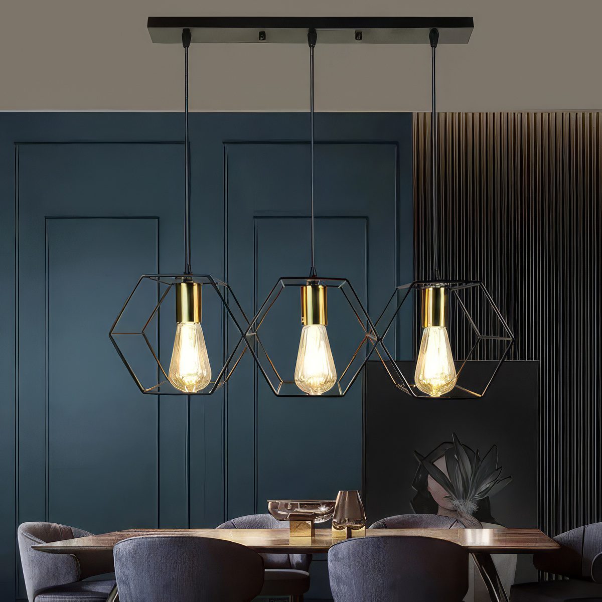 3 Pendant Lights on One Fixture view 8