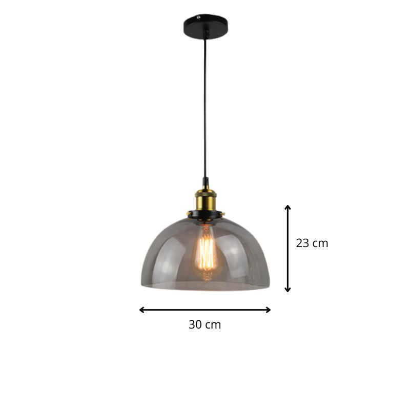 Luminaire suspension verre fumé cloche view 7